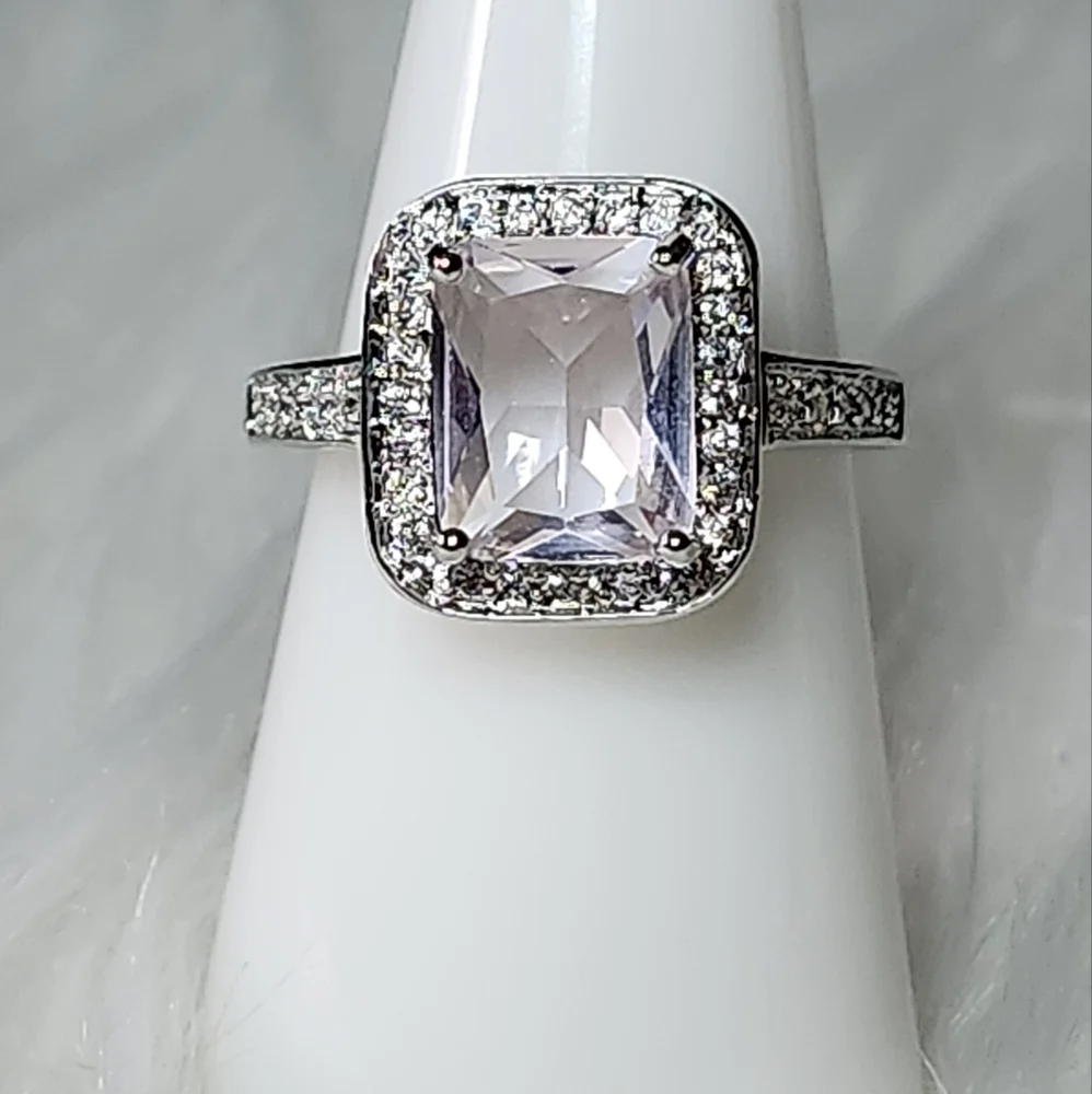 Ring Size 8 RBP2904 Simply Gorgeous- Lab Created Light Rose Quartz on Rhodium - Picture 4 of 6